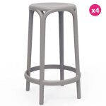 Lot de 4 tabourets hauts brooklyn vondom hauteur d'assise 66 gris Lot de 4 tabourets hauts brooklyn vondom hauteur d'assise 66 gris