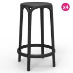 Lot de 4 tabourets hauts brooklyn vondom hauteur d'assise 66 noir Lot de 4 tabourets hauts brooklyn vondom hauteur d'assise 66 noir