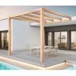 Pergola adossée en bois brut burgos 3x3m 9m2 Pergola adossée en bois brut burgos 3x3m 9m2