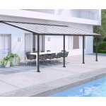Pergola adossée olympia 3x7, 30m aluminium gris et polycarbonate Pergola adossée olympia 3x7, 30m aluminium gris et polycarbonate