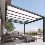 Pergola adossée stockholm 3. 5x5. 15m aluminium gris anthracite et toit Pergola adossée stockholm 3. 5x5. 15m aluminium gris anthracite et toit