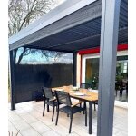 Pergola bioclimatique 2 rideaux c�t� 10, 80 m2 aluminium anthracite