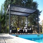 Pergola bioclimatique aluminium anthracite 10, 80 m2 et toit avec Pergola bioclimatique aluminium anthracite 10, 80 m2 et toit avec