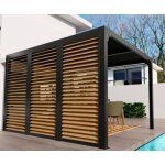 Pergola bioclimatique habrita aluminium 10, 80 m2 ventelles imitation Pergola bioclimatique habrita aluminium 10, 80 m2 ventelles imitation