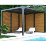 Pergola bioclimatique habrita aluminium 2 cts ventelles imitation