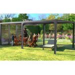 Pergola bioclimatique habrita aluminium 21. 52m2 anthracite avec 3 Pergola bioclimatique habrita aluminium 21. 52m2 anthracite avec 3
