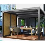 Pergola bioclimatique habrita aluminium anthracite 7, 20 m2 ventelles