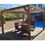 Pergola en bois habrita 341x313x217 avec ventelles amovibles sur toit Pergola en bois habrita 341x313x217 avec ventelles amovibles sur toit