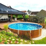 Piscine azuro ronde imitation bois 360x120 avec équipements Piscine azuro ronde imitation bois 360x120 avec équipements