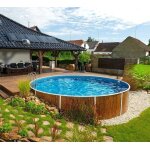 Piscine azuro ronde imitation bois 460x120 avec équipements Piscine azuro ronde imitation bois 460x120 avec équipements