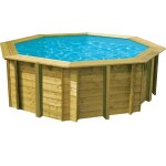 Piscine bois sunwater 360 all in one ubbink liner bleu