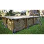 Piscine bois ubbink azura 350x505 h126cm liner beige sable