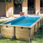 Piscine bois ubbink azura 350x505 h126cm liner bleu