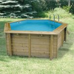 Piscine bois ubbink azura octogonale 410 h120cm liner bleu et bâche Piscine bois ubbink azura octogonale 410 h120cm liner bleu et bâche