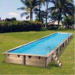 Piscine bois ubbink lina 350x1550 h155cm liner bleu