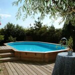 Piscine bois ubbink oc�a 355x550 h120cm liner bleu