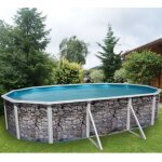Piscine hors sol toi pierre grise ovale 640x366xh120 avec kit complet