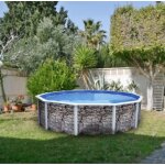 Piscine hors sol toi pierre grise ronde 350xh120 avec kit complet