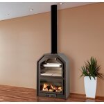 Poêle à bois ferlux avec four forno 60 en acier 16kw avec vitre Poêle à bois ferlux avec four forno 60 en acier 16kw avec vitre