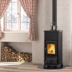 Pole  bois la nordica emiliana steel 6. 5kw noir anthracite