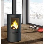 Poêle à bois rond bronpi dover 9kw avec bûcher Poêle à bois rond bronpi dover 9kw avec bûcher