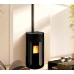 Poêle à granulés rond ferlux helen 8kw verre noir magique Poêle à granulés rond ferlux helen 8kw verre noir magique
