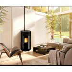 Poêle à granulés rond ferlux helen verre noir magique 10 kw Poêle à granulés rond ferlux helen verre noir magique 10 kw