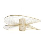 Suspension dkd home decor blanc naturel bambou 50 w 100 x 100 x 32 cm