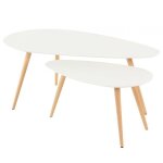 Tables basses gigognes chêne et laqué blanc 116 kosyform Tables basses gigognes chêne et laqué blanc 116 kosyform