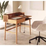 Table de bureau bois de frêne et rotin 105x62 axi veryforma Table de bureau bois de frêne et rotin 105x62 axi veryforma
