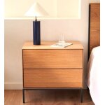 Table de chevet bois chne et acier noir 60x55 rana veryforma