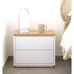 Table de chevet bois chêne laqué blanc 53x44 bali veryforma Table de chevet bois chêne laqué blanc 53x44 bali veryforma