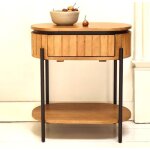 Table de chevet avec tiroir bois manguier ovale 55 cali veryforma