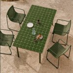 Table de jardin rina en acier vert et céramique vert foncé veryforma Table de jardin rina en acier vert et céramique vert foncé veryforma