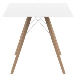 Table  manger vondom faz wood plateau 80 carr blanc et pieds chne