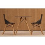 Table � manger vondom faz wood plateau carr� noir et pieds ch�ne