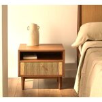 Table de nuit en bois et tiroir corde 51x45 ela veryforma