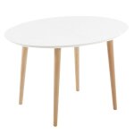 Table ovale extensible 120  200x90 blanc et pieds de htre kosyform