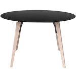 Table ronde vondom faz wood plateau noir et pieds chne blanchis