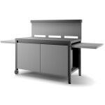 Table roulante credence acier noir et gris clair pour planchas forge