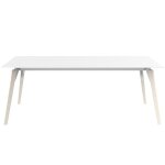 Table vondom faz wood plateau 200x90 blanc et bordure noire avec