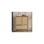 Aba meuble � chaussures 3 portes finition bois effet cannage 75x90cm