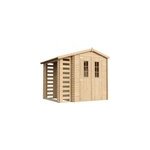 Abri de jardin en bois et range b�ches ext�rieur avec sol trait� 3, 53 + 0, 97m2