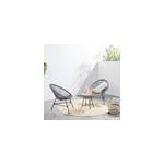 Acapulco salon de jardin 2 fauteuils ronds et table basse gris Acapulco salon de jardin 2 fauteuils ronds et table basse gris