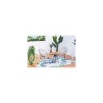Acapulco salon de jardin 2 fauteuils ronds et table basse gris clair