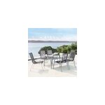 Alassio table de jardin et 6 chaises en aluminium et acier gris