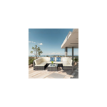 Aldabra salon de jardin modulable 6 places en r�sine tress�e - gris sombre et be