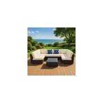 Aldabra salon de jardin modulable 6 places en rsine tresse - marron et beige