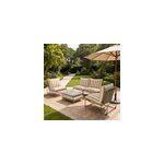 Andria salon de jardin 4 places � rayures taupe et beige avec table basse