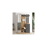 Anka meuble d'entr�e design bois et gris miroir